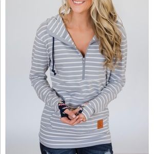 Grey Stripe Ampersand Hoodie